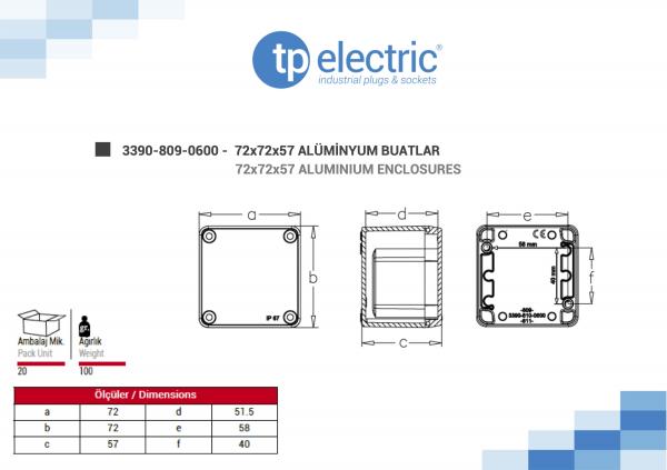 Aluminium-Gehäuse 72x72x57mm